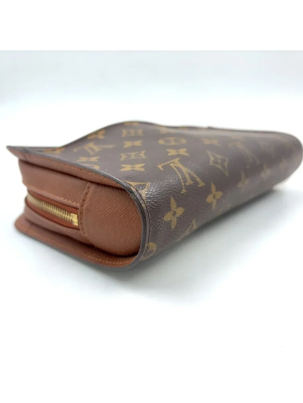 Louis Vuitton Orsay Monogram Leather Brown Light Clutch Gold